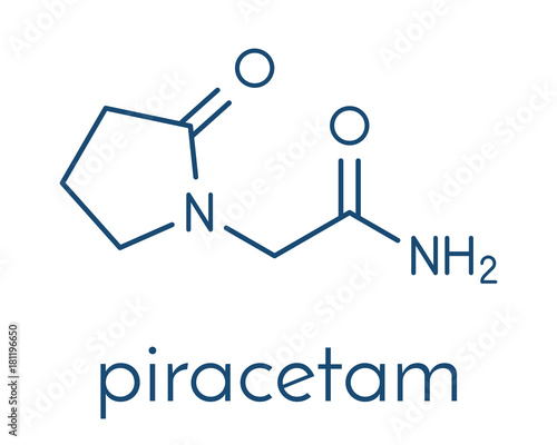Piracetam nootropic drug molecule. Skeletal formula.