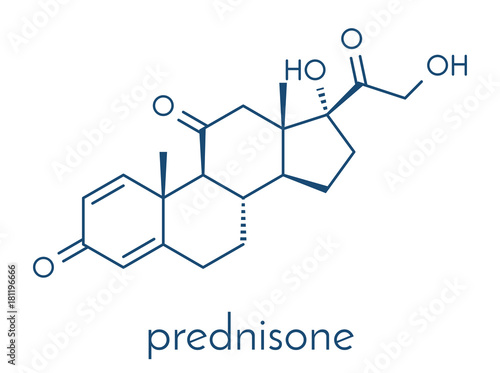 Prednisone corticosteroid drug molecule. Skeletal formula.