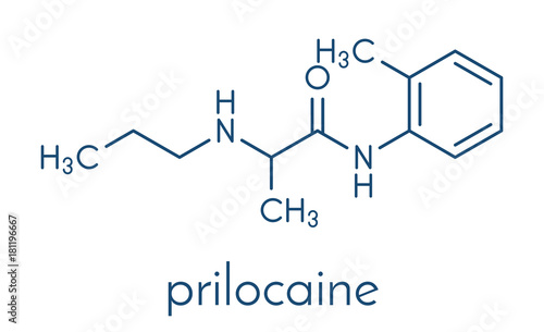 Prilocaine local anesthetic drug molecule. Skeletal formula.