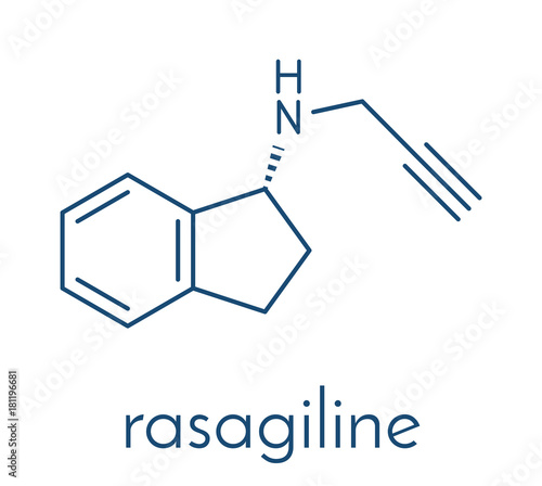 Rasagiline Parkinson's disease drug molecule. Skeletal formula.
