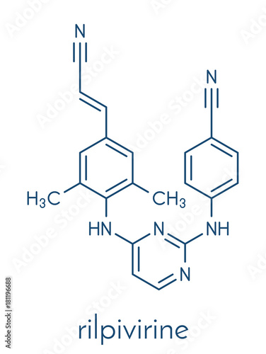 Rilpivirine HIV drug molecule. Skeletal formula. photo