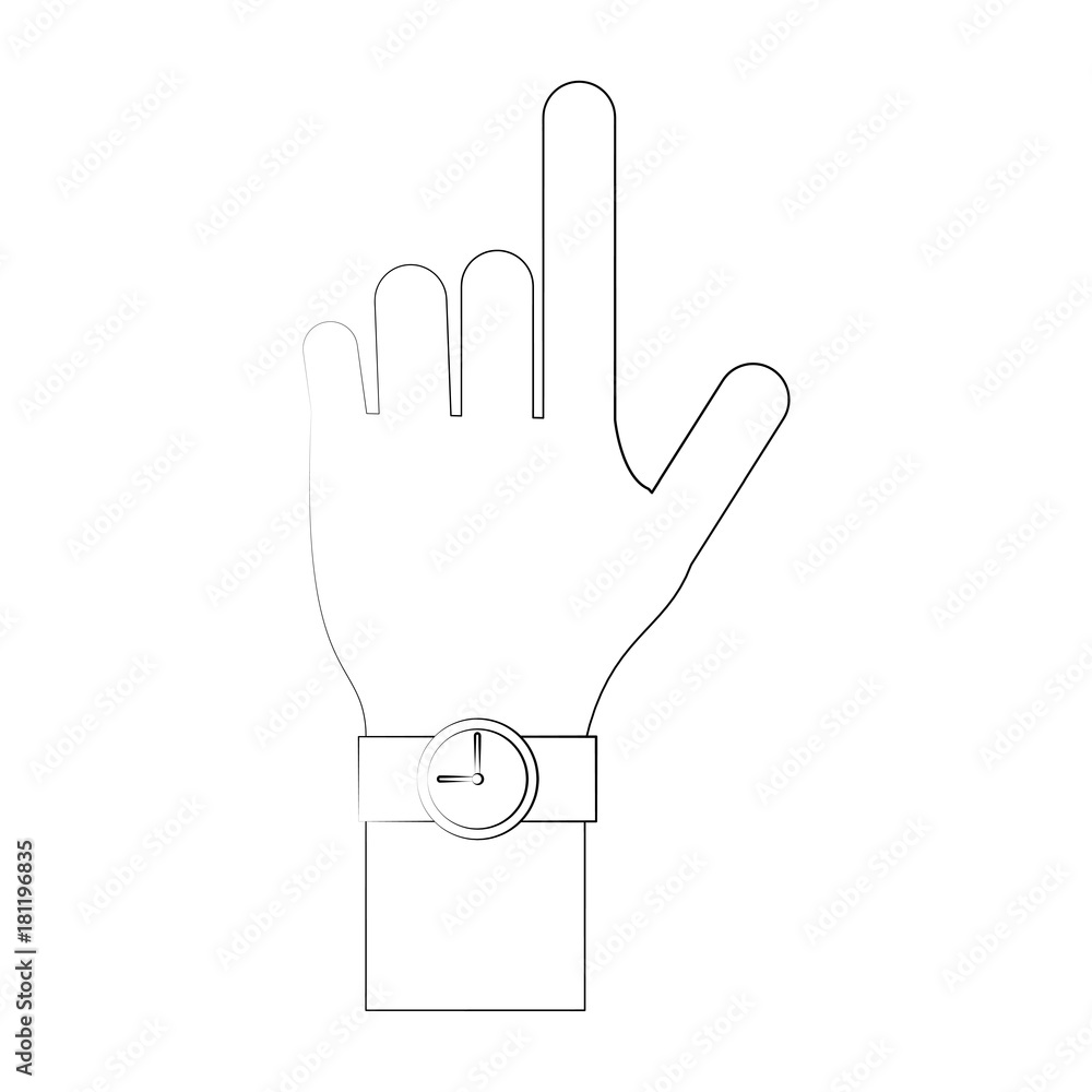 Hand pointing with wristwatch icon vector illustration graphic design Hand pointing with wristwatch icon vector illustration graphic design