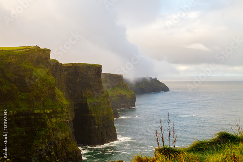 Beautiful landscape at the famous Cliffs of Moher and O'Brien's Tower in Co. Clare, Europe, ireland