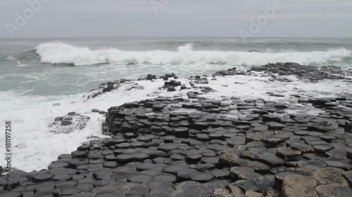 The Giant`s Causeway, made up of 40,000 interlocking basalt columns, the result of an ancient volcanic eruption in Bushmills, County Antrim, Northern Ireland.