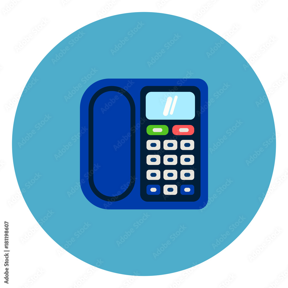 Corded Icon On Blue Round Background Flat Vector Illustration Corded Icon On Blue Round Background Flat Vector Illustration