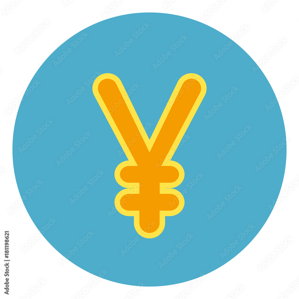 Yen Sign Currency Sign Icon On Blue Round Background Flat Vector Illustration Yen Sign Currency Sign Icon On Blue Round Background Flat Vector Illustration