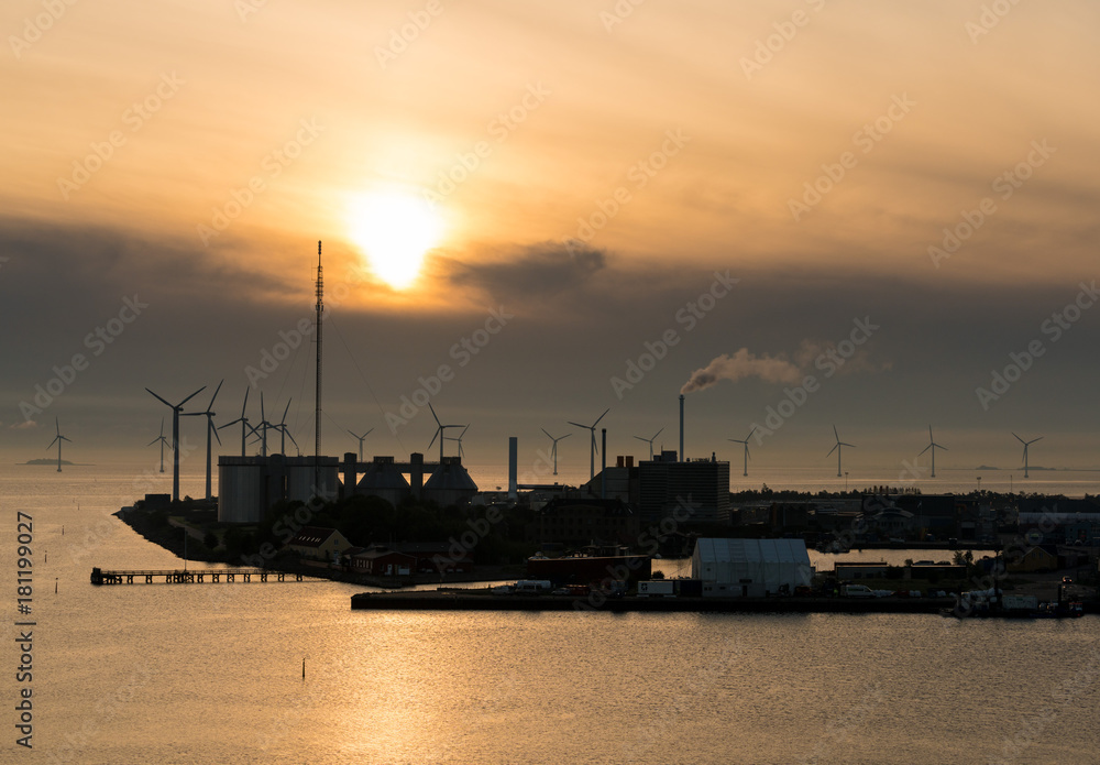 Wind turbines at entrance to Copenhagen Harbour