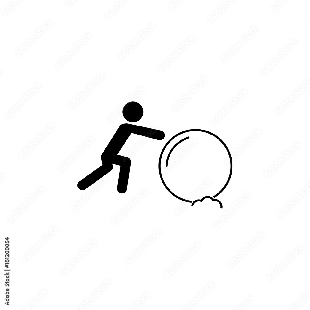 builds a snowman, rolling a snow ball icon. Simple winter games icon. Can be used as web element, playing design icon builds a snowman, rolling a snow ball icon. Simple winter games icon. Can be used as web element, playing design icon