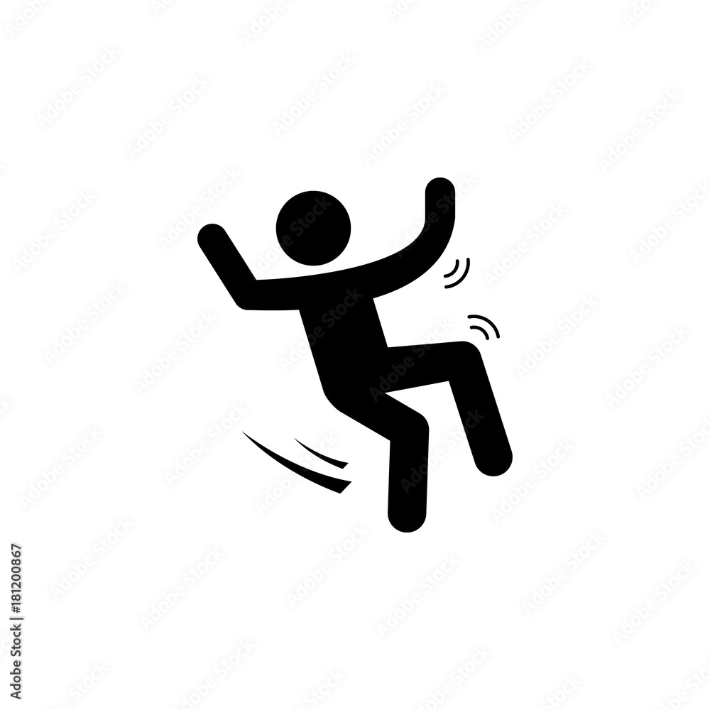 man Falling on snow icon. Simple winter games icon. Can be used as web element, playing design icon