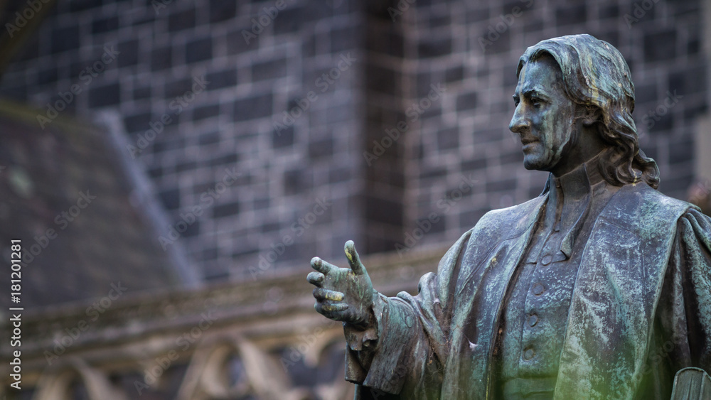 Fototapeta premium Statue of John Wesley - Uniting Church Melbourne CBD - Winter 2017