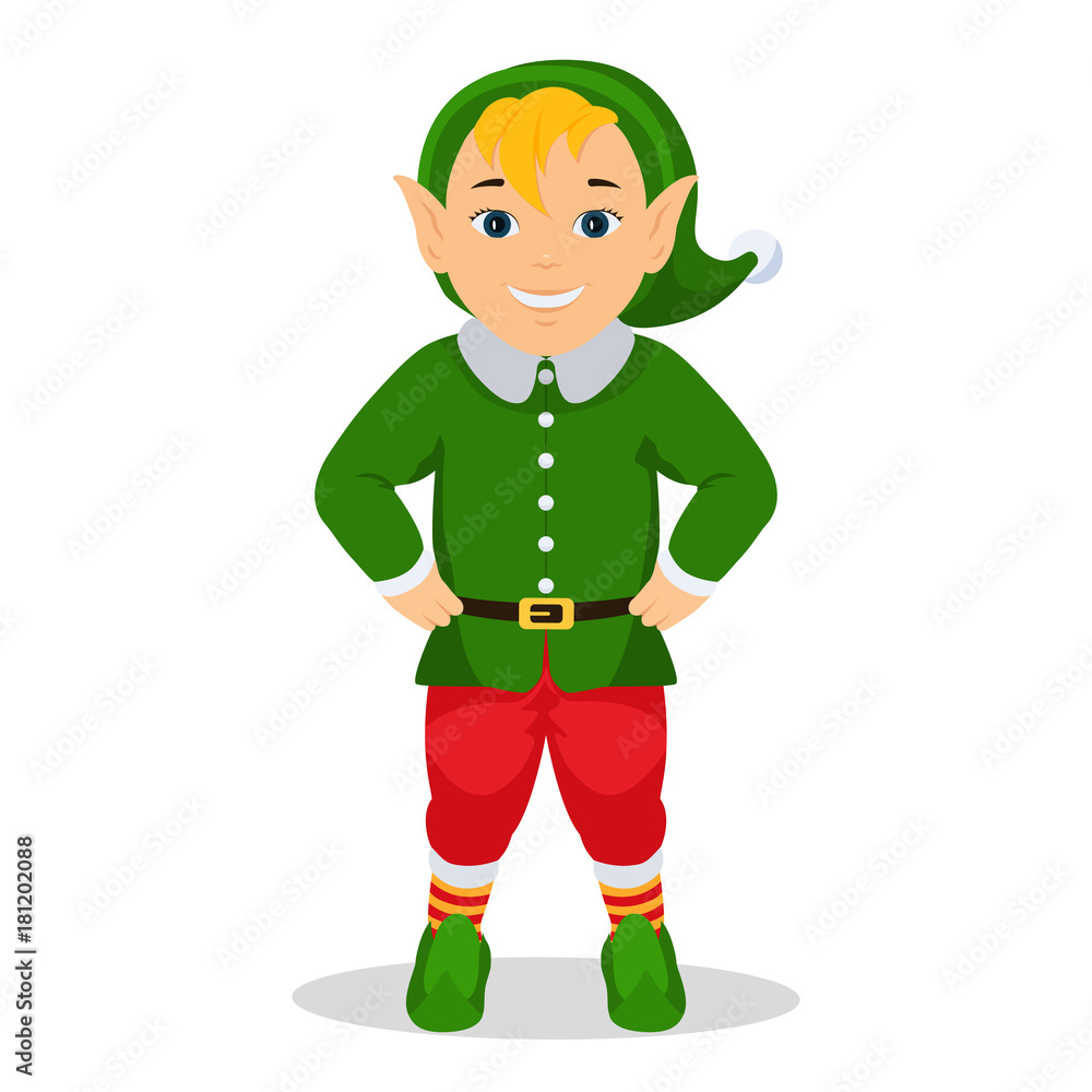 Vector illustration cartoon cute christmas elf Vector illustration cartoon cute christmas elf