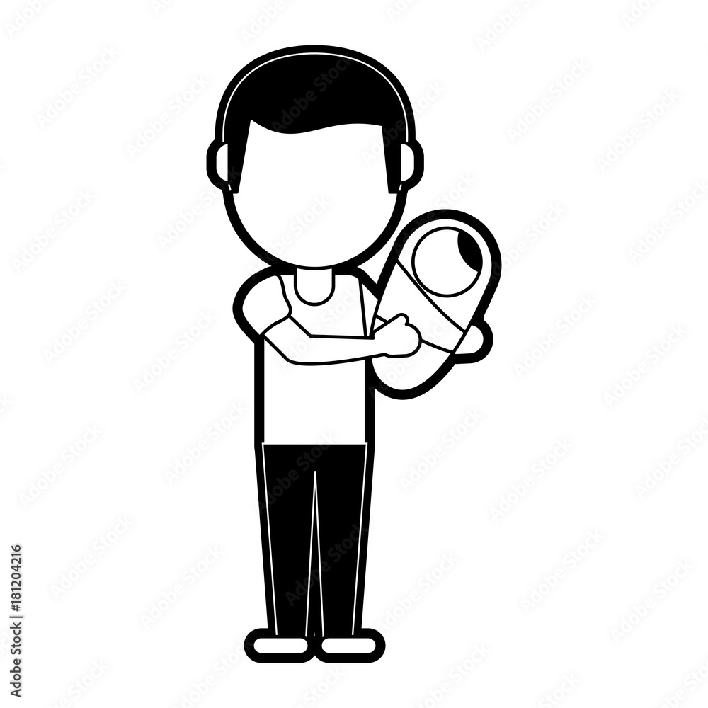Dad with baby in arms icon vector illustration graphic design