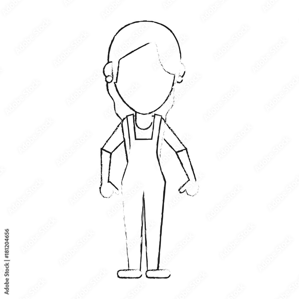 Woman with overrall faceless avatar icon vector illustration graphic design Woman with overrall faceless avatar icon vector illustration graphic design