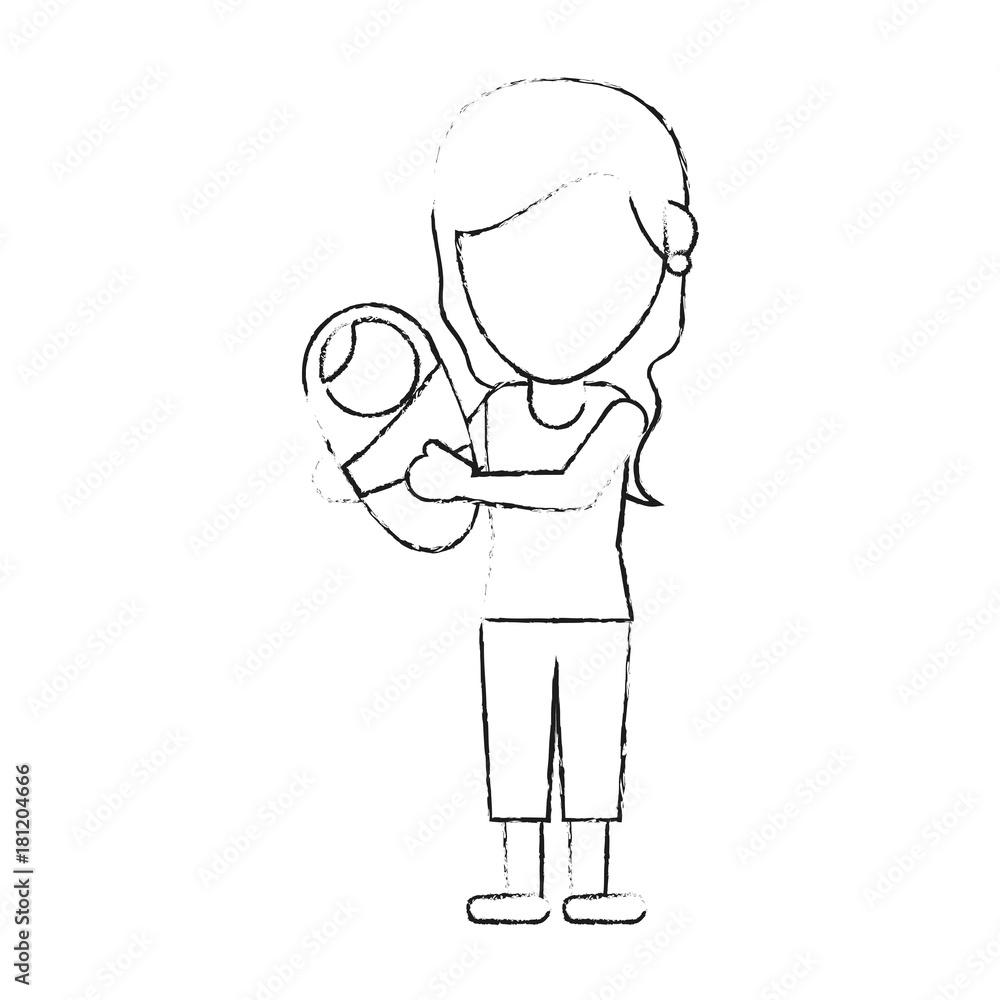 Woman with baby in arms icon vector illustration graphic design Woman with baby in arms icon vector illustration graphic design