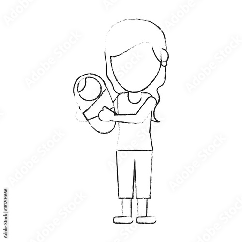 Woman with baby in arms icon vector illustration graphic design