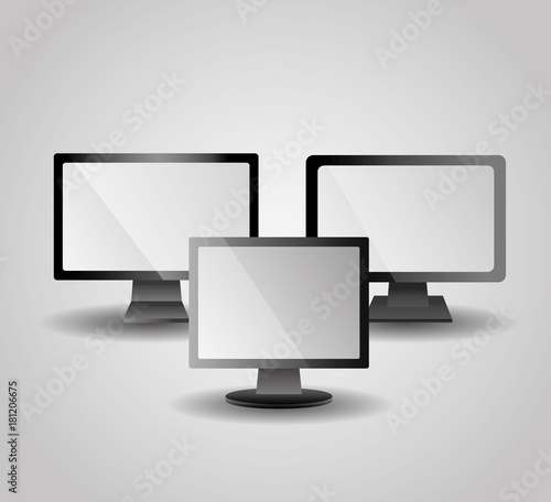 set monitors computer media technologies gadget design vector illustration