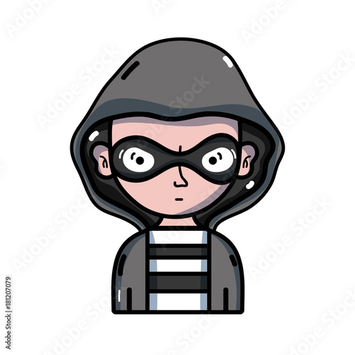 thief criminal with mask and coat hood