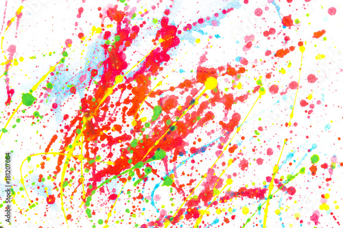 Abstract colorful of watercolor splashes on the white