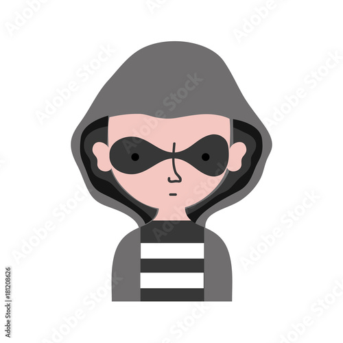 thief criminal with mask and coat hood
