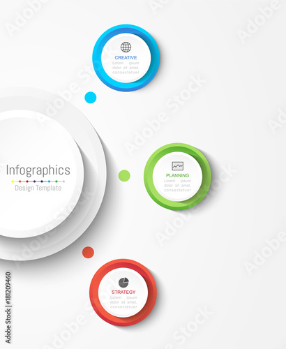 Infographic design elements for your business data with 3 options, parts, steps, timelines or processes. Circle round concept, Vector Illustration.