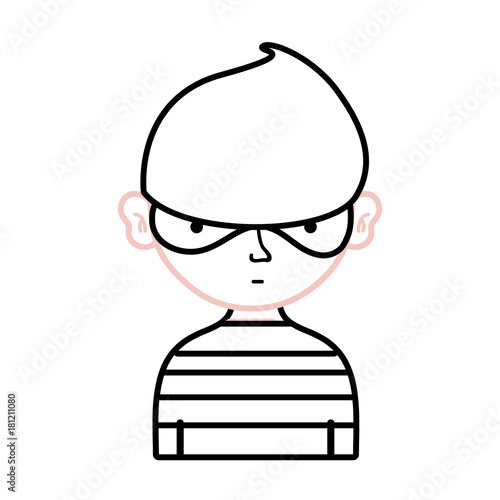 line thief criminal with mask and clothes design