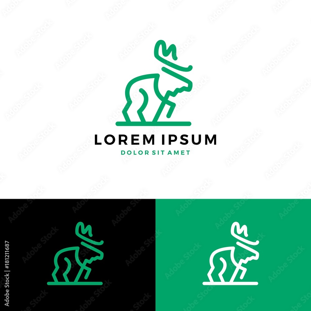 moose line logo vector outline monoline icon moose line logo vector outline monoline icon