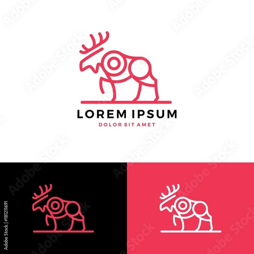 moose line logo vector outline monoline icon