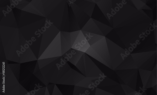 Black Dark  Polygonal Low Pattern. Geometric Pattern.Repeating pattern with triangle shapes.Seamless texture for your design.Repeating pattern