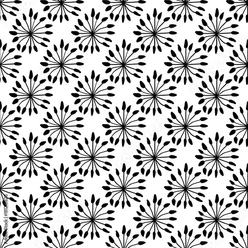 Abstract floral seamless pattern. Black and white scandinavian vector background. Perfect for wallpapers, pattern fills, web page backgrounds, surface textures, textile
