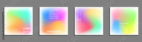 Minimal fluid colors covers set. Future geometric gradient background. Vector templates for placards, banners, flyers, presentations and reports