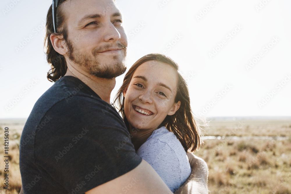 Couple hiking together in the wilderness Couple hiking together in the wilderness