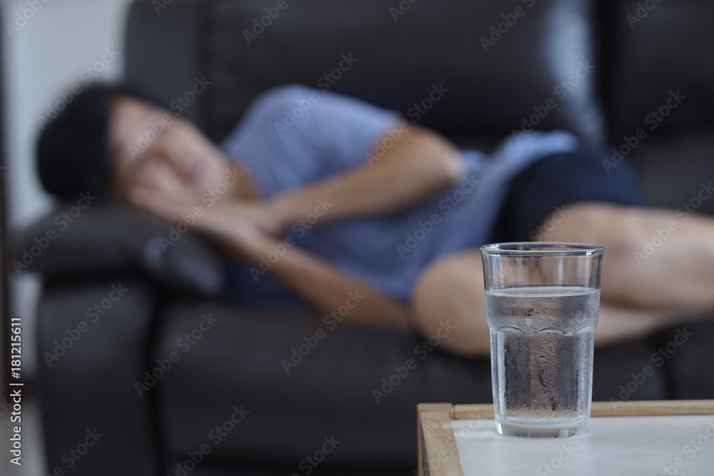 elderly woman sleeping at home Glass water on table sleep retirement  Healthcare Medical Stock-foto | Adobe Stock