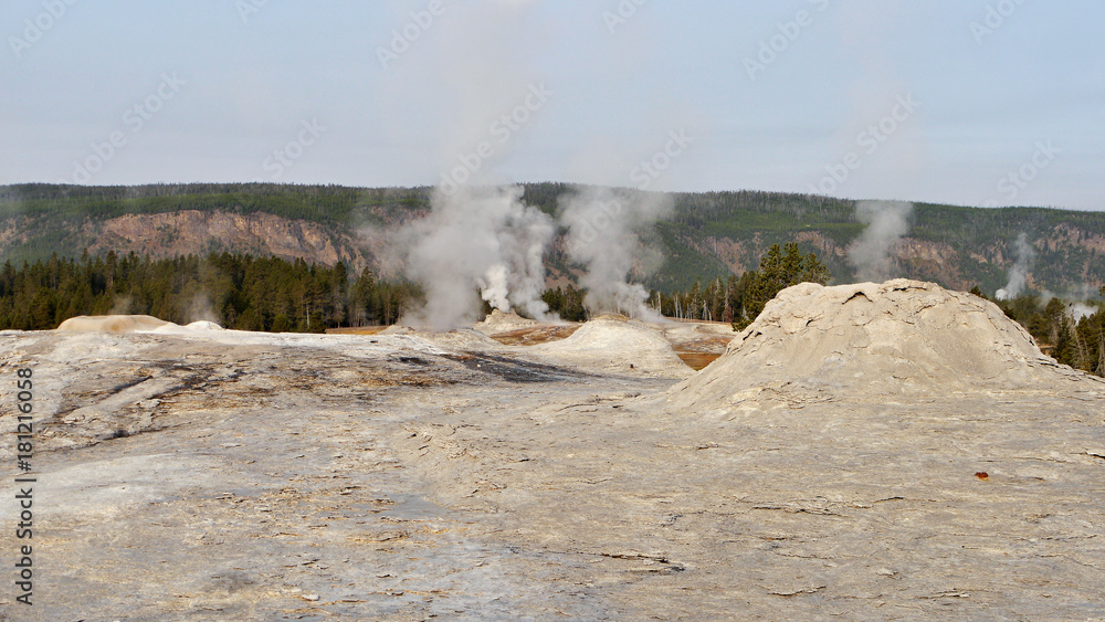 Yellowstone. The abstract landscape of geysers and thermal lakes.