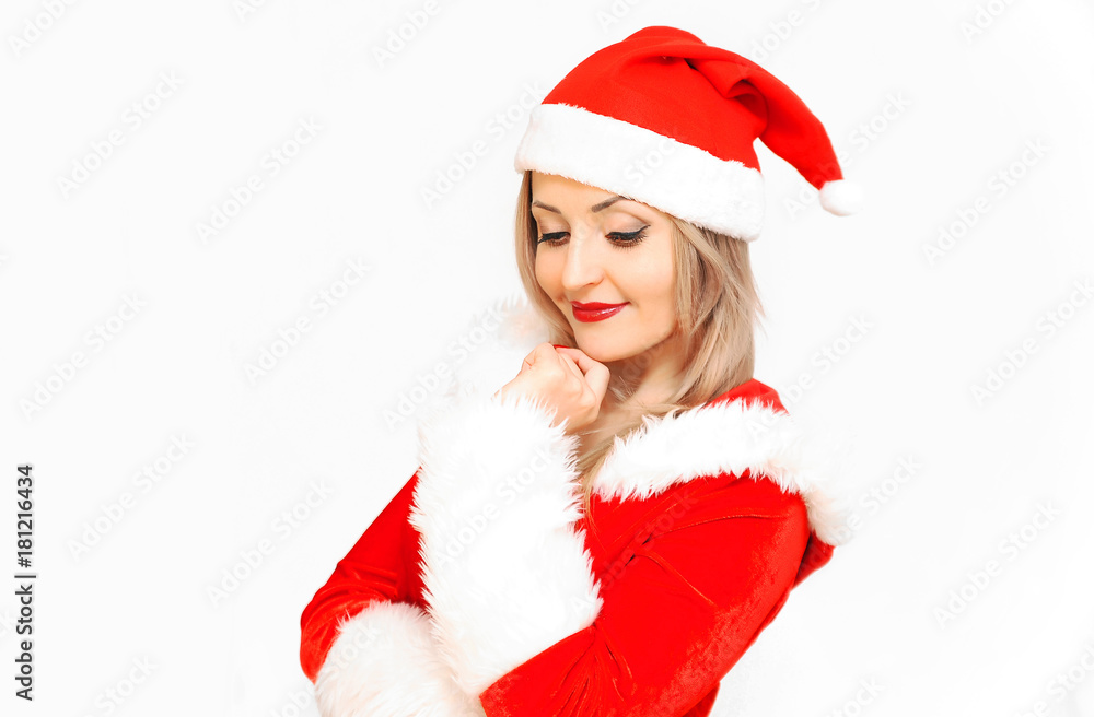 Santa girl on a white background
Santa girl on a white background