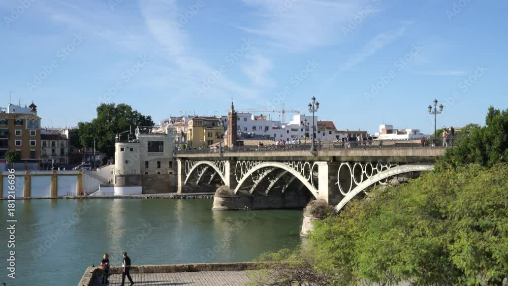 View of Triana bridge and Guadalquivir river, Sevilla View of Triana bridge and Guadalquivir river, Sevilla