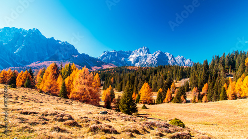 Autumn trekking in the alpine Pusteria valley photo