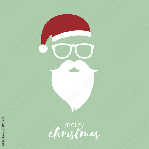 Weihnachtsmann mit Brille - Merry Christmas - grün