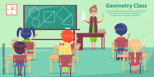 Geometry Class with Woman Teaching Small Students
