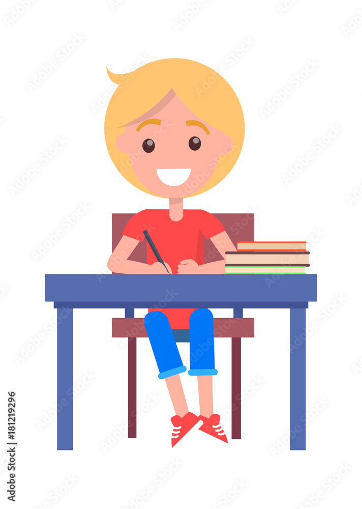 Back to School Vector Illustration with Schoolboy Back to School Vector Illustration with Schoolboy