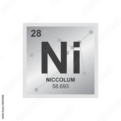 Vector symbol of Nickel from the Periodic Table of the elements on the background from connected molecules