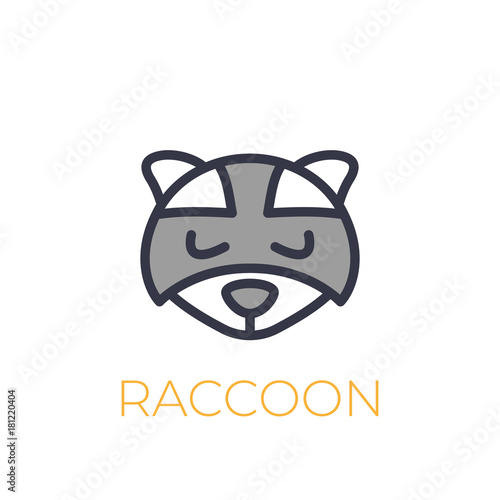 raccoon vector logo, simple icon on white