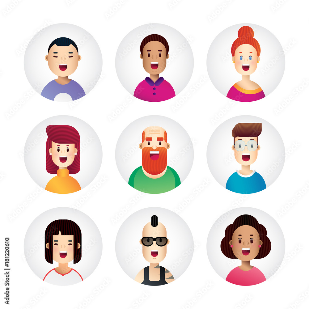 Awesome people avatar collection in new flat design style. Bussiness icons for web, app and print design. Awesome people avatar collection in new flat design style. Bussiness icons for web, app and print design.