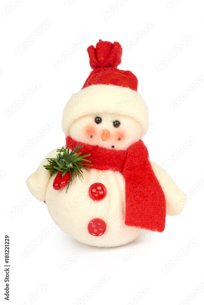 snowman Cristmas decoration isolated on white background. New Year object