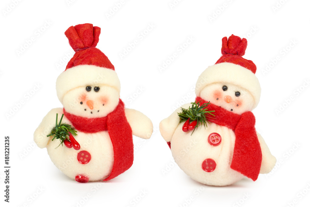 snowman Cristmas decoration isolated on white background. New Year object
