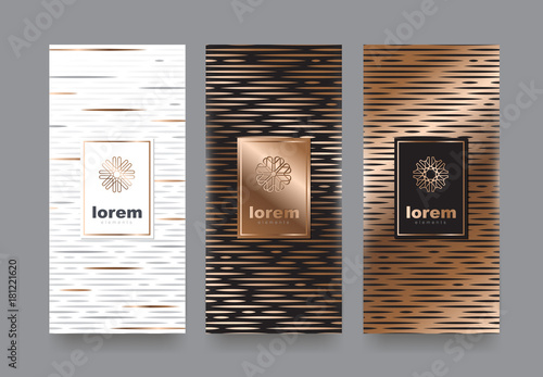 Vector set packaging templates with different texture for luxury products.logo design with trendy linear style.vector illustration