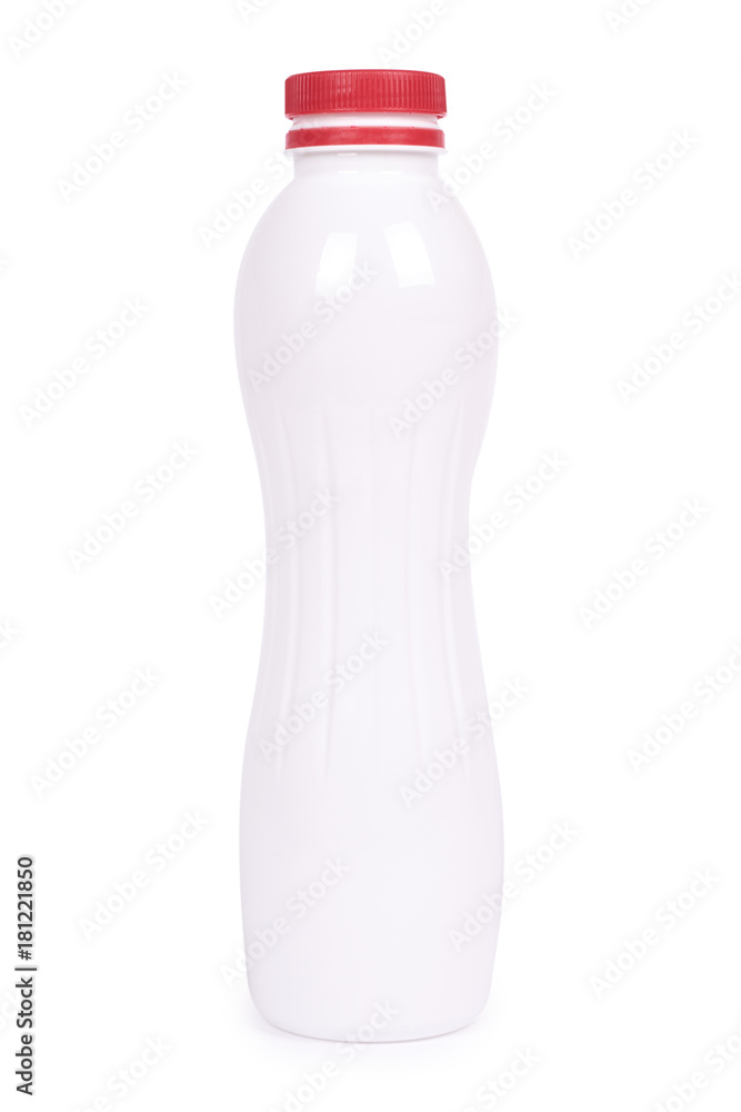 bottle of yoghurt with a red cap isolated on white background bottle of yoghurt with a red cap isolated on white background