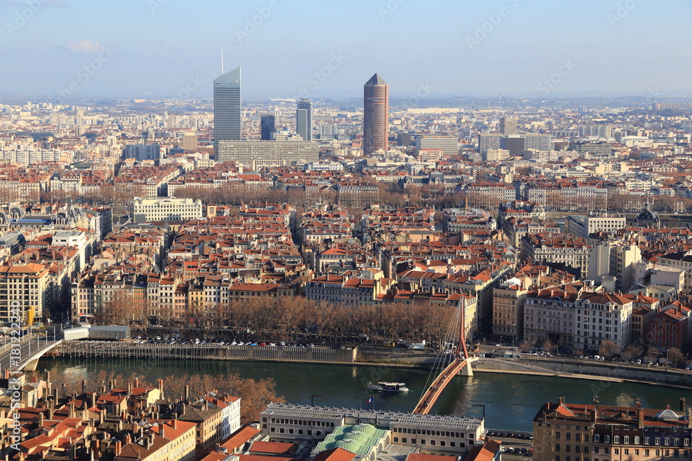 Obraz premium vue aérienne de la ville de lyon
