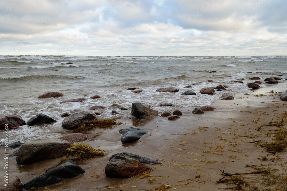 rocky sea beach with wide angle perspective rocky sea beach with wide angle perspective