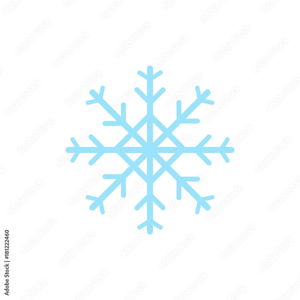 Light blue snowflake, ice snowflake vector illustration, graphic icon isolated on white background. Light blue snowflake, ice snowflake vector illustration, graphic icon isolated on white background.