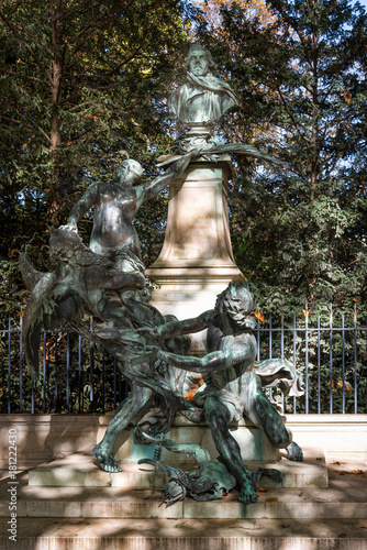 Paris, France - October 20, 2017: Monument to artist Eugene Delacroix in Luxembourg Gardens